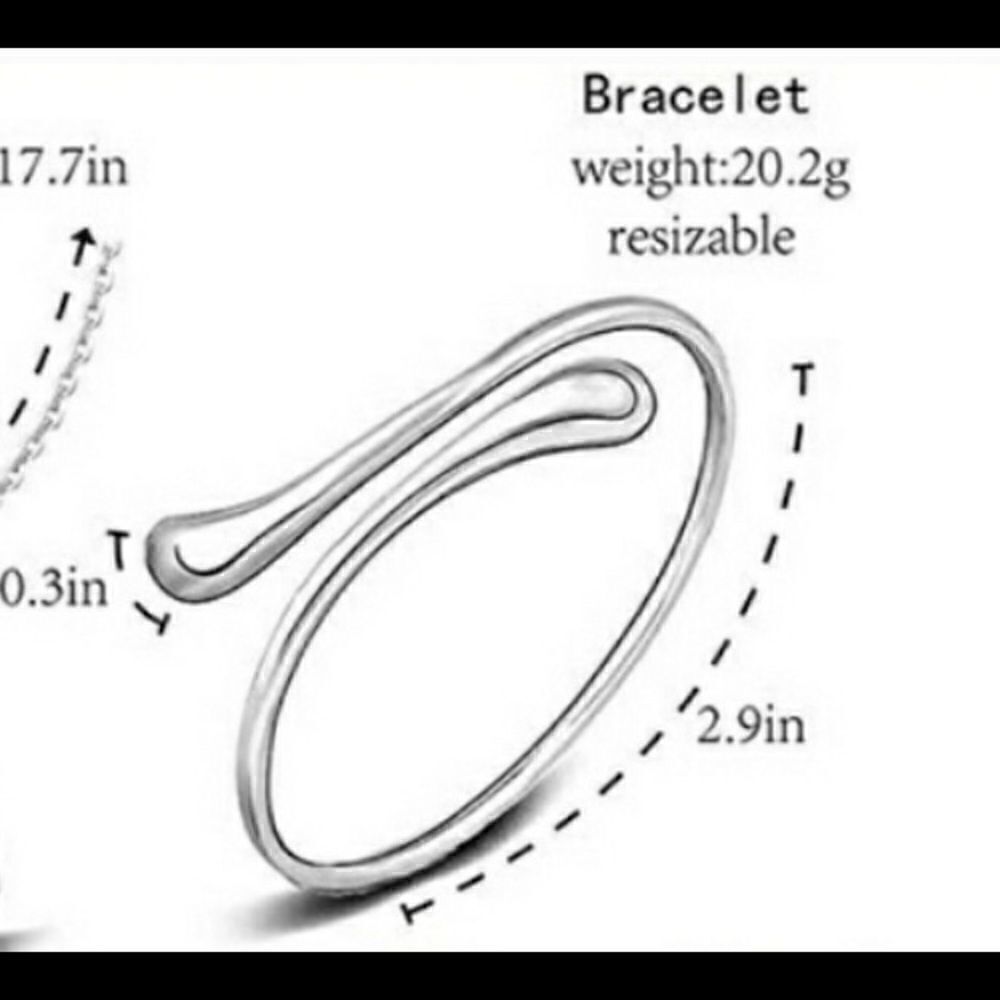 + Silver Water Drop Adjustable Bracet - Picture 3 of 3